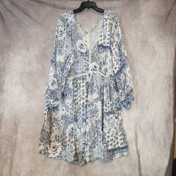 Sky and Sand Blue Floral Print Swimsuit Cover Up Size 1X - Picture 3 of 4